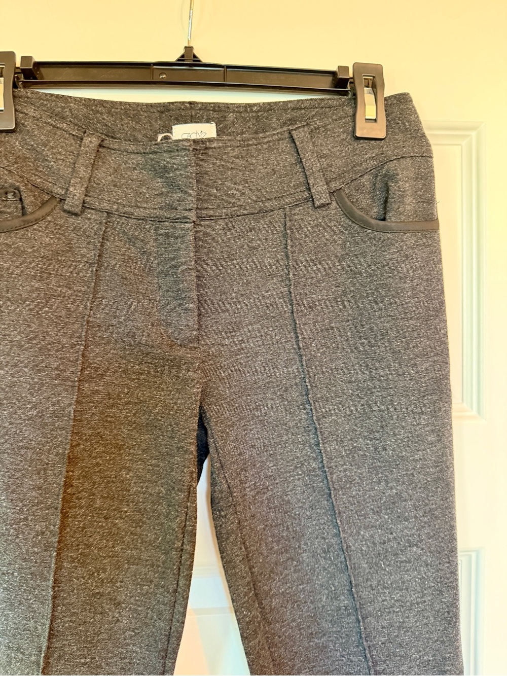 CACHE Gray Ponte Knit Pants with Front Seam